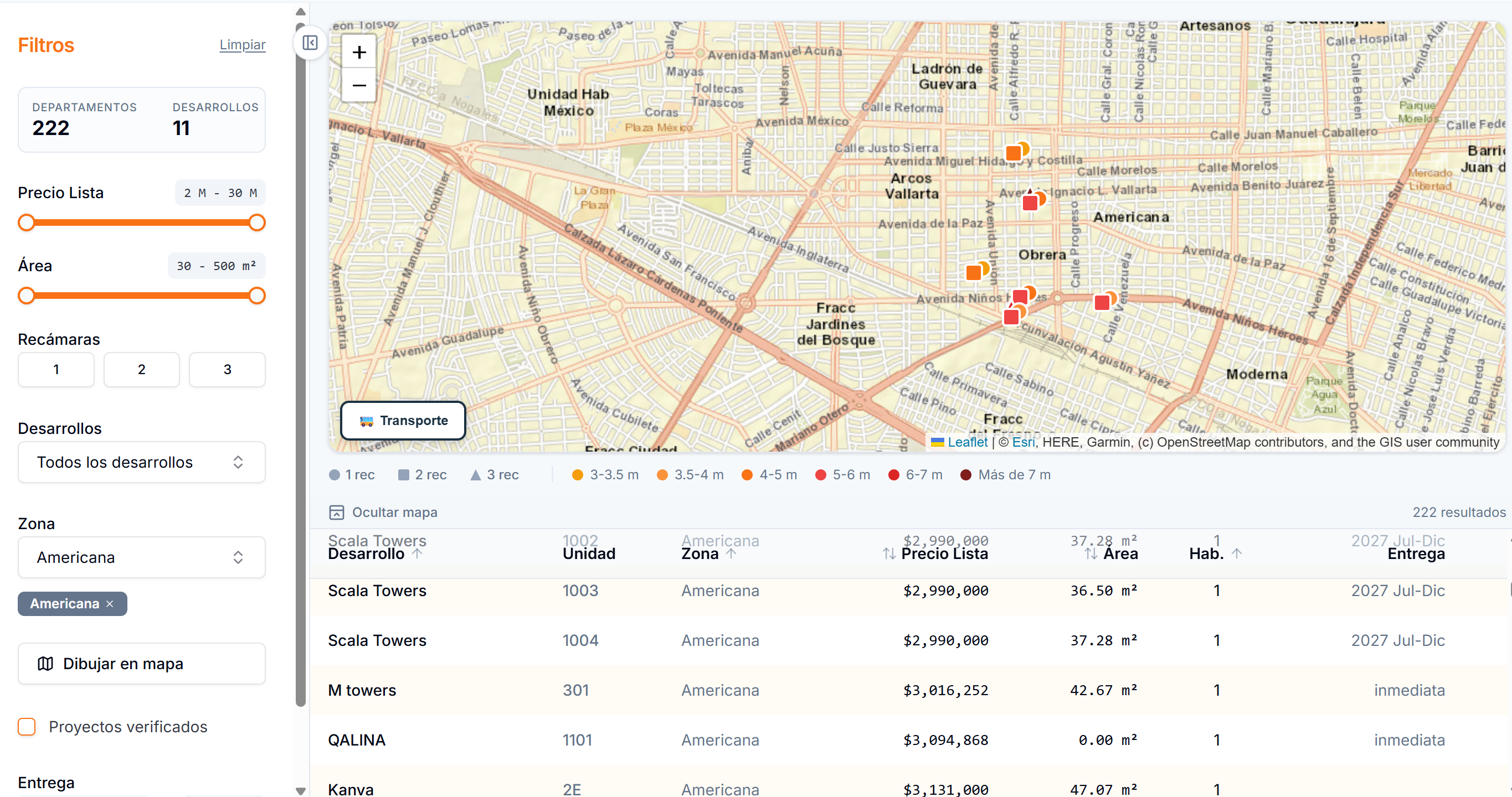 Buscador Brixtars con mapa de Guadalajara